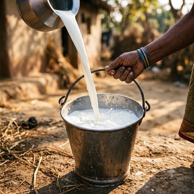Fresh A2 Milk Collection — step 2 of the Adhika bilona ghee process