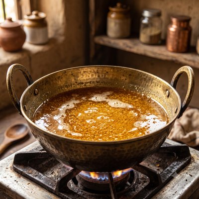 Slow Boiled Pure Ghee — step 6 of the Adhika bilona ghee process